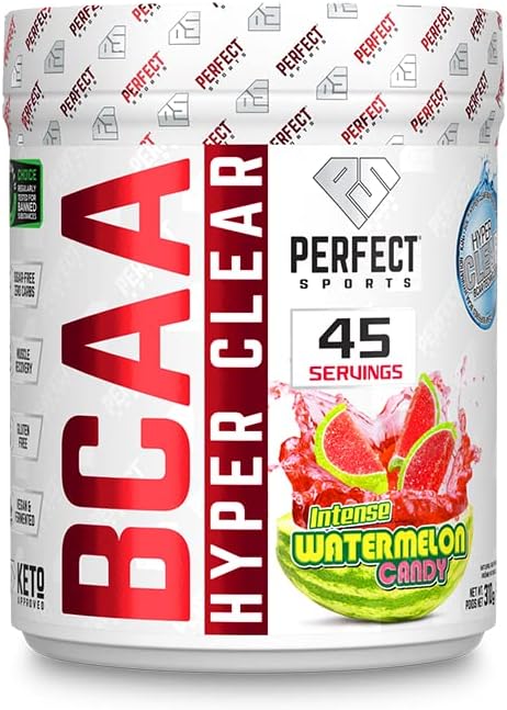 PERFECT Sports BCAA Hyper Clear, 5G Vegan Bcaas, Sugar-Free, Zero Carbs, Gluten Free, Keto-Approved, Intra Workout, Post Workout for Endurance & Recovery - (45 Servings, 306G)