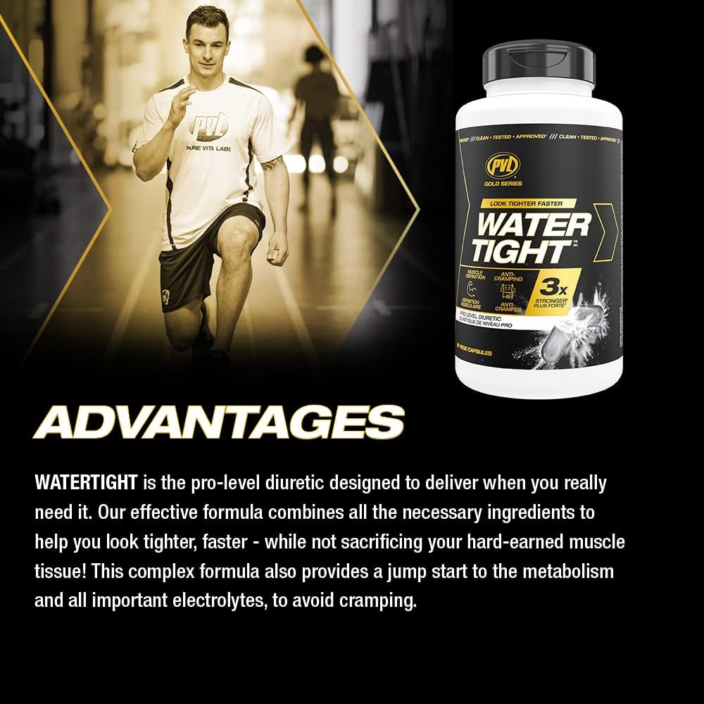 PVL Watertight – Herbal Diuretic Agent – Rapid Water Weight Loss Supplement – Reduce and Eliminate Water Retention and Bloating – Rapid Results –90 Vege Caps