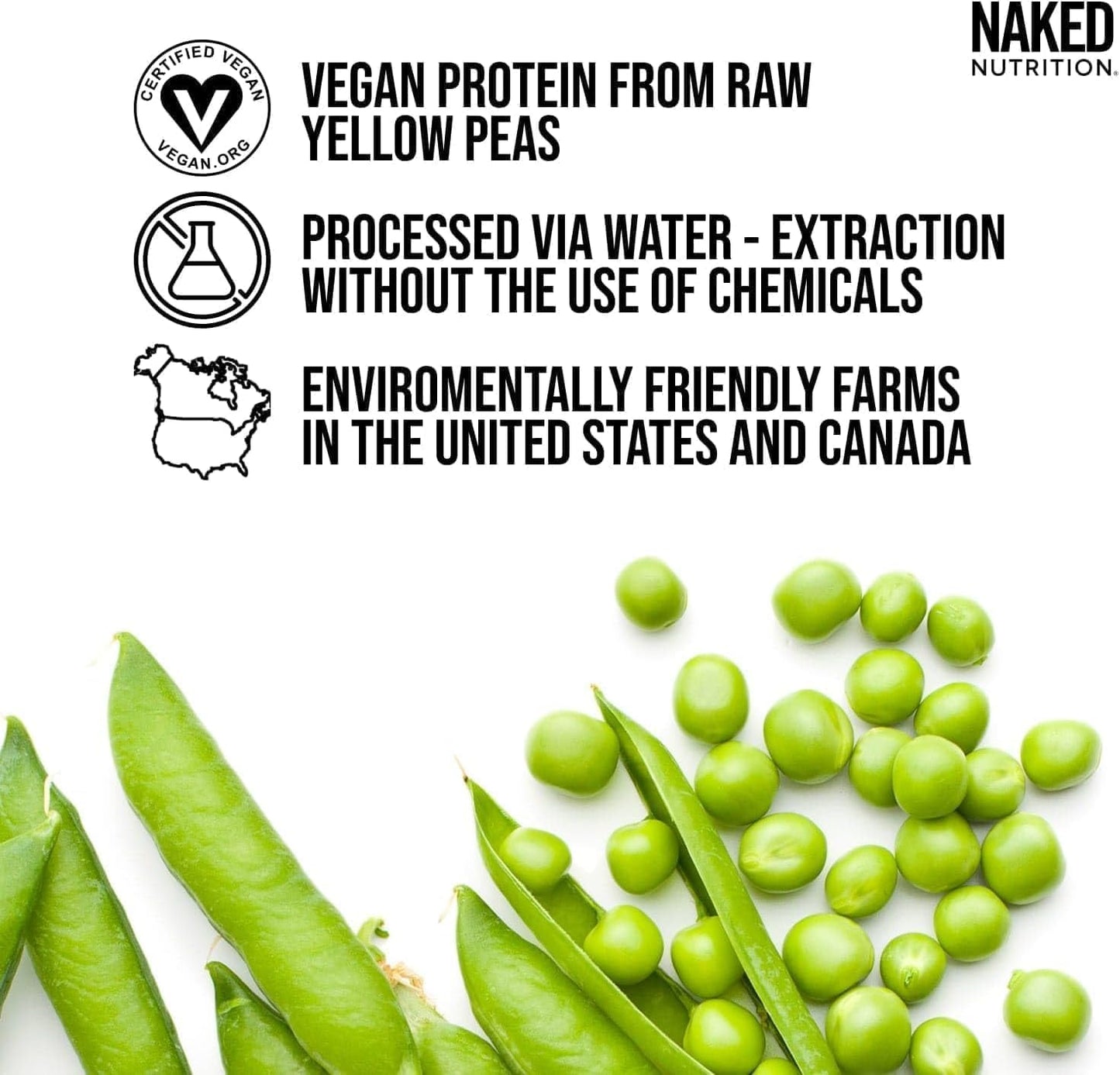 Naked Pea Protein Isolate from North American Farms, Plant Based, Vegetarian & Vegan Protein. Easy to Digest, Non-Gmo, Gluten Free, Lactose Free, Soy Free