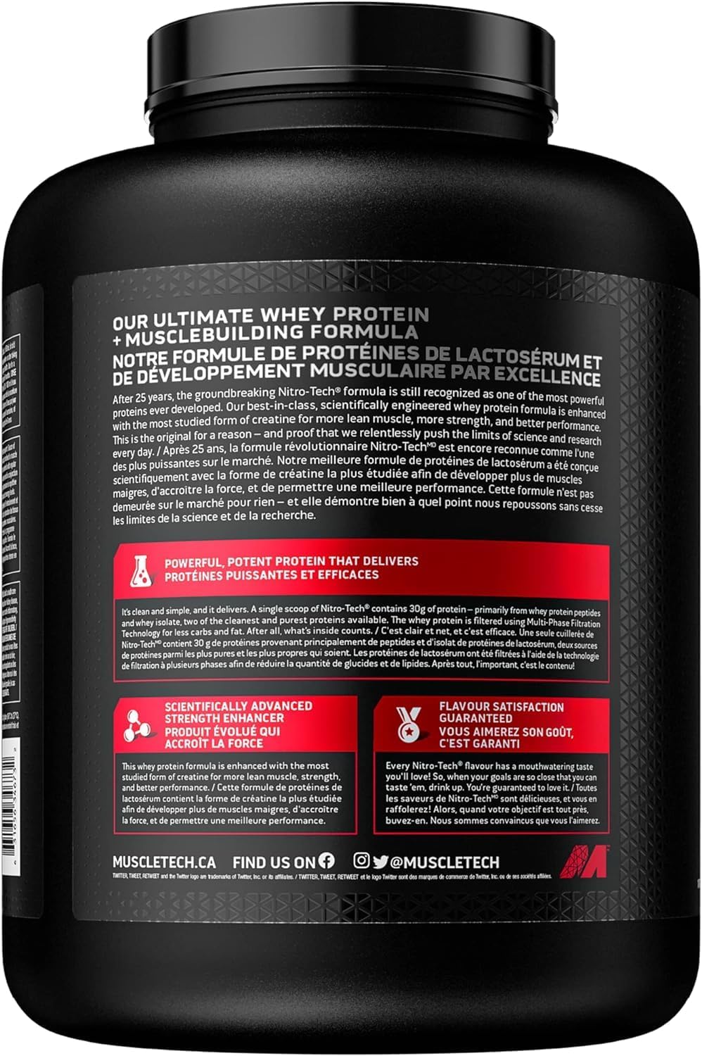 Muscletech Whey Protein Powder - Nitro-Tech Ultimate Muscle Building Formula with Whey Protein Isolate & Peptides - 30G of Protein, 3G of Creatine & 6.8G of BCAA - 5 Pound (Pack of 1)
