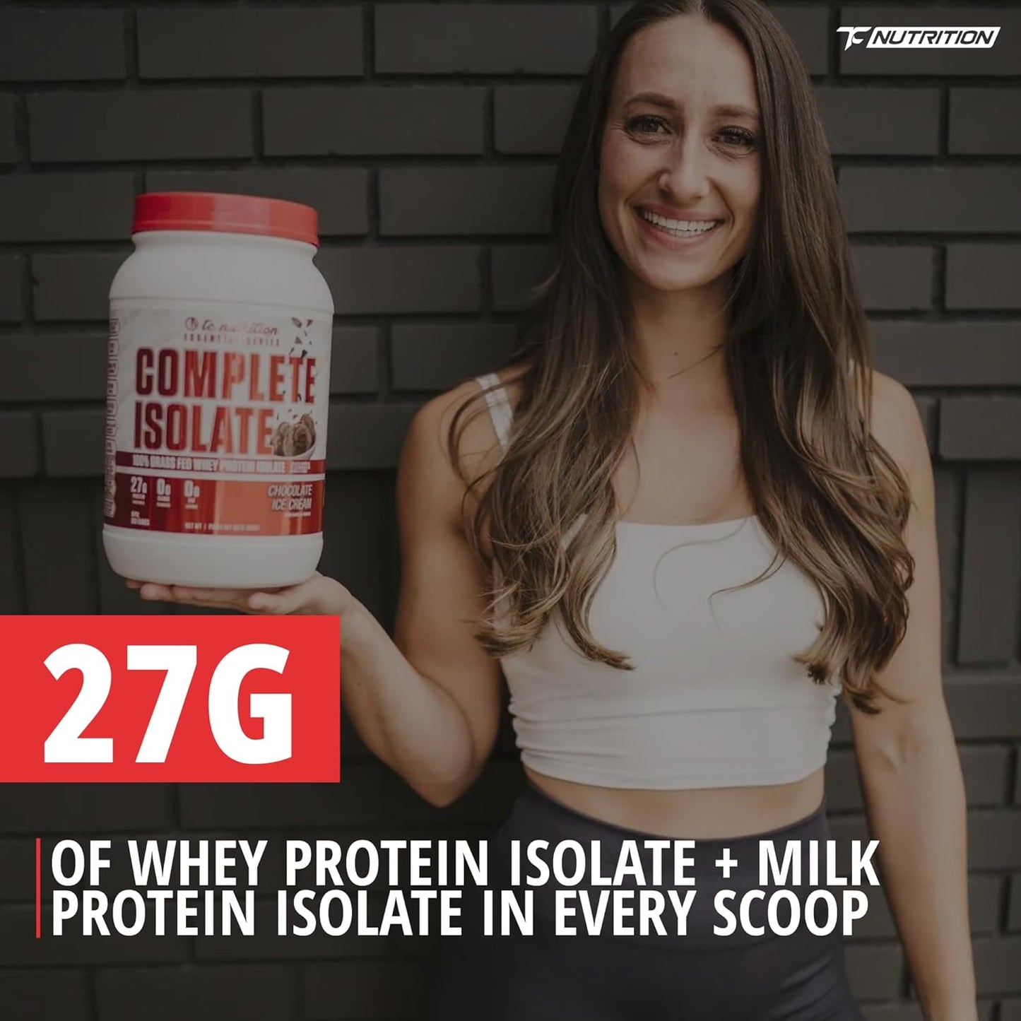 Complete Isolate Whey Protein Isolate + Milk Protein Isolate Powder - 27G Protein, Zero Fat or Sugar, Build Muscle, Improve Recovery, Whey Protein Powder, Regularly Tested & Verified, Vanilla Ice Cream, 28 Serv (2Lb)