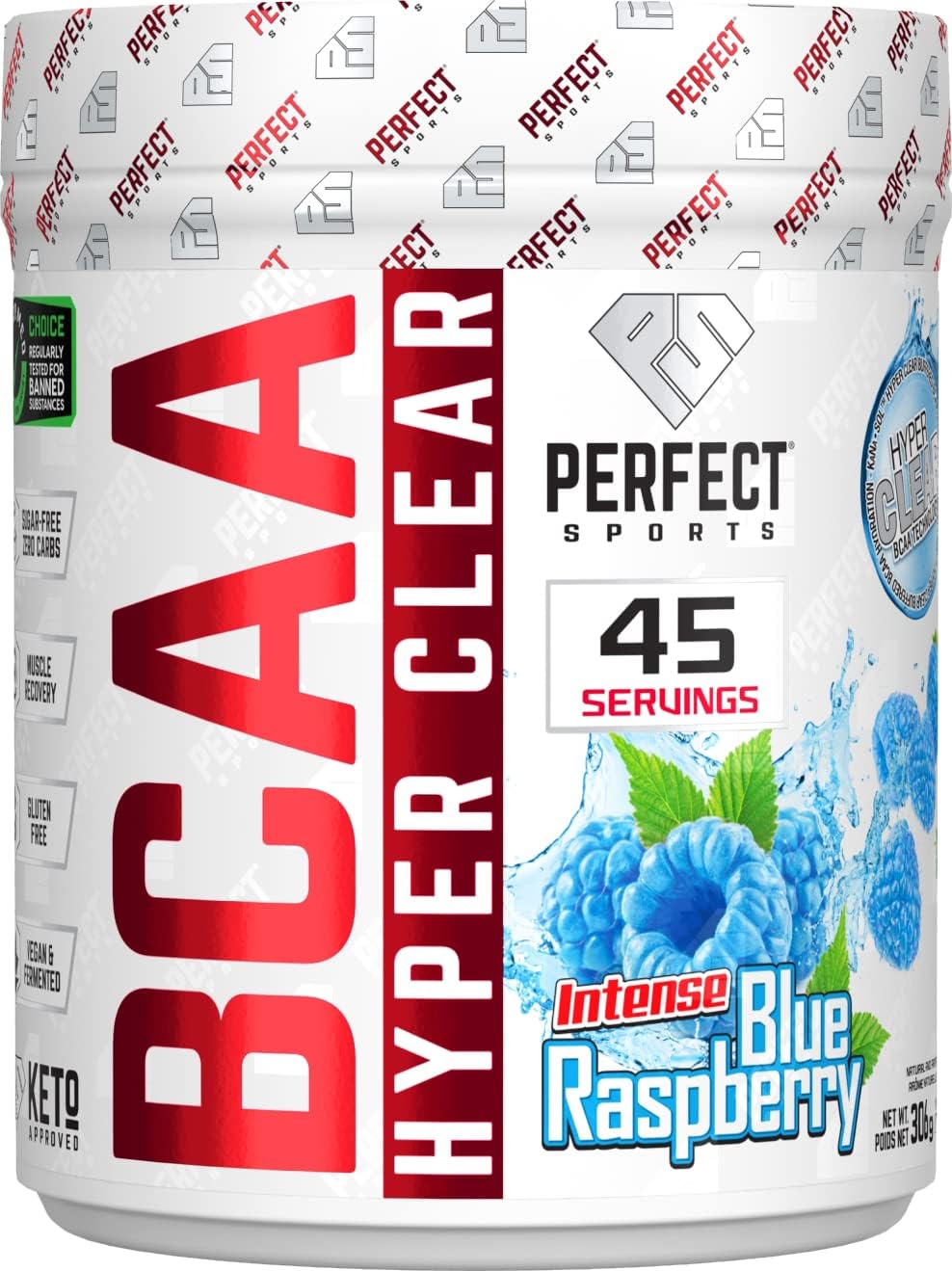 PERFECT Sports BCAA Hyper Clear, 5G Vegan Bcaas, Sugar-Free, Zero Carbs, Gluten Free, Keto-Approved, Intra Workout, Post Workout for Endurance & Recovery - (45 Servings, 306G)