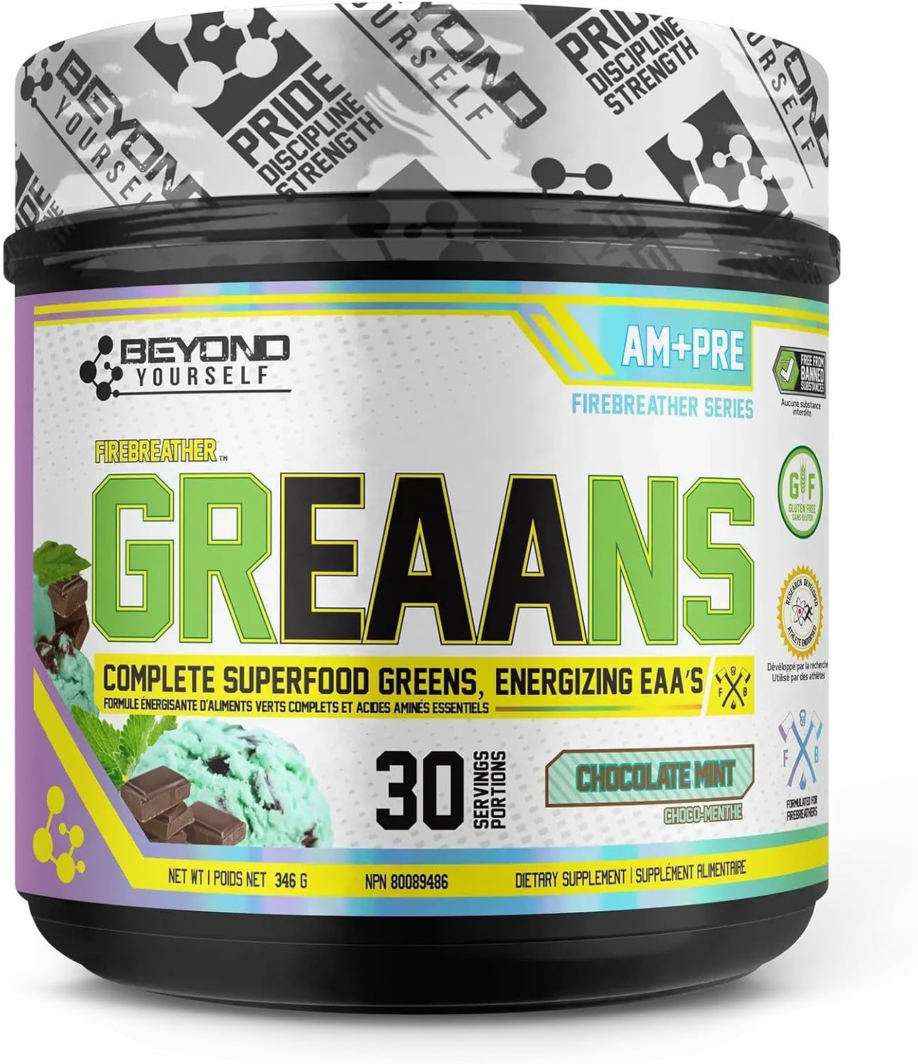 Beyond Yourself - Greaans Superfood Greens and EAA Blend | 4000Mg Organic Superfood, 2625Mg Vegan Eaas | Sugar-Free, Zero Calories, No Synthetic Additives | Optimizes Health, Performance, and Recovery | Tangy Peach Ringz