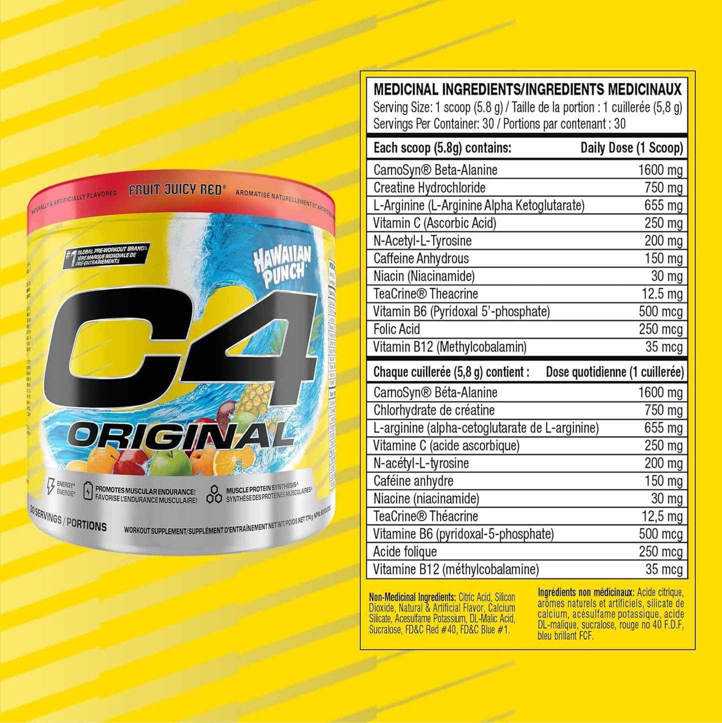 Cellucor C4 Original Pre Workout Powder, Energy Drink Supplement with Creatine & Beta Alanine, Fruit Punch