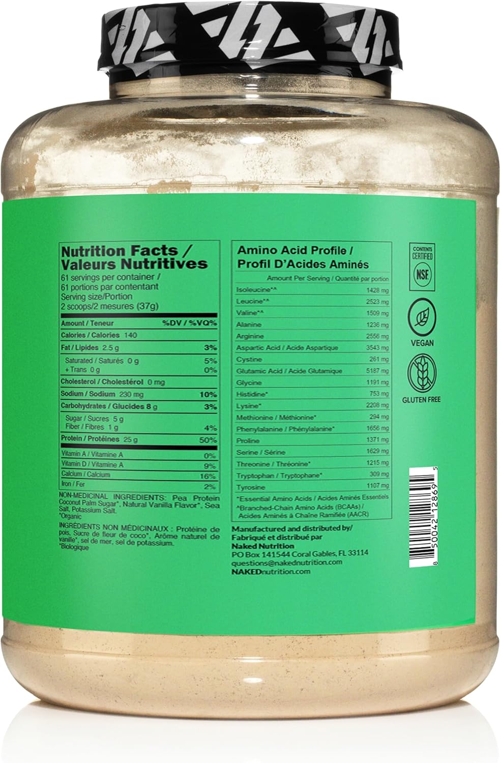 Naked Pea Protein Isolate from North American Farms, Plant Based, Vegetarian & Vegan Protein. Easy to Digest, Non-Gmo, Gluten Free, Lactose Free, Soy Free