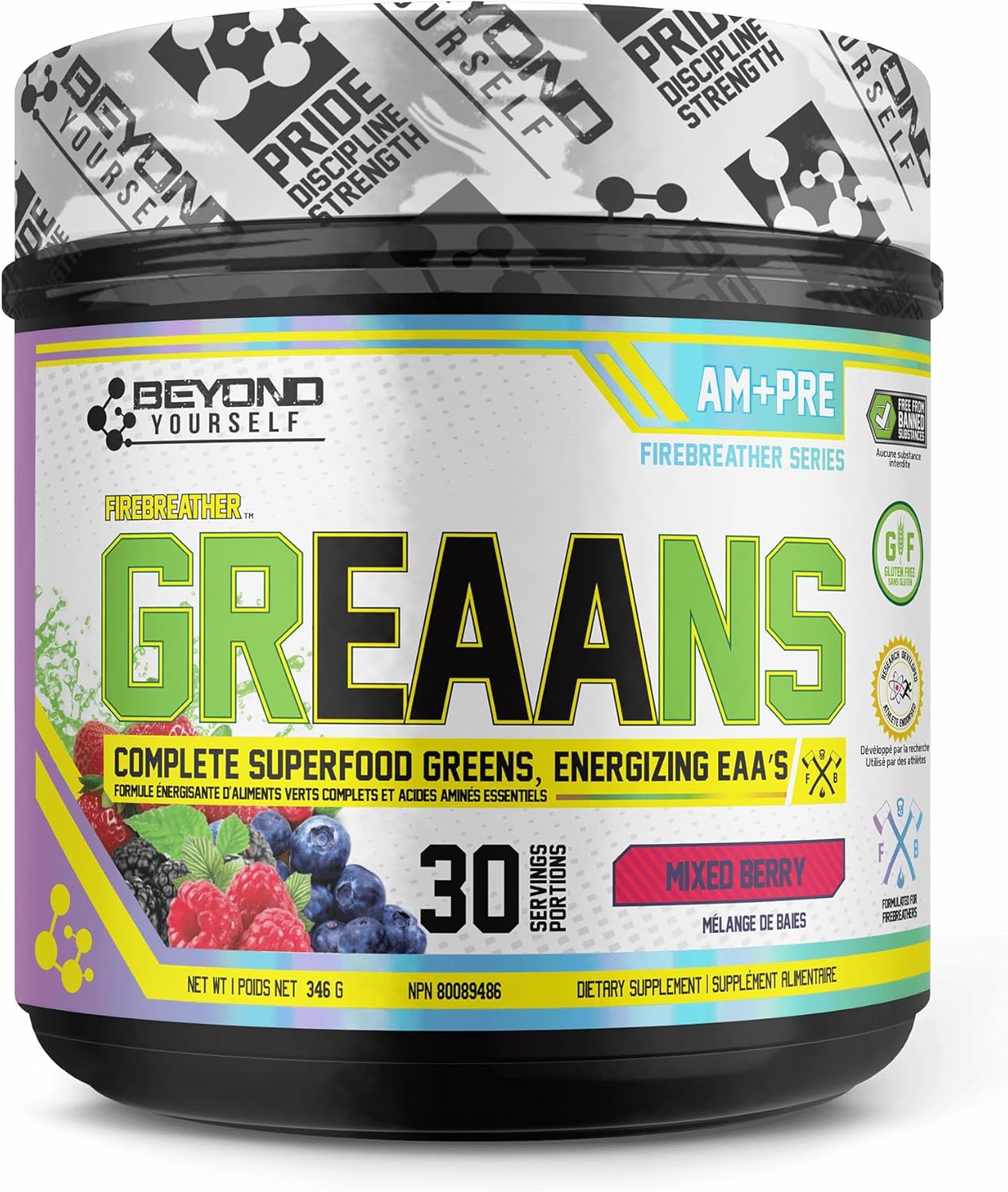 Beyond Yourself - Greaans Superfood Greens and EAA Blend | 4000Mg Organic Superfood, 2625Mg Vegan Eaas | Sugar-Free, Zero Calories, No Synthetic Additives | Optimizes Health, Performance, and Recovery | Tangy Peach Ringz