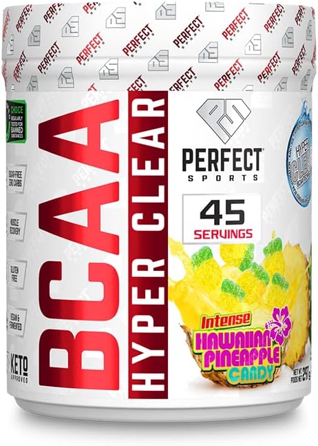 PERFECT Sports BCAA Hyper Clear, 5G Vegan Bcaas, Sugar-Free, Zero Carbs, Gluten Free, Keto-Approved, Intra Workout, Post Workout for Endurance & Recovery - (45 Servings, 306G)