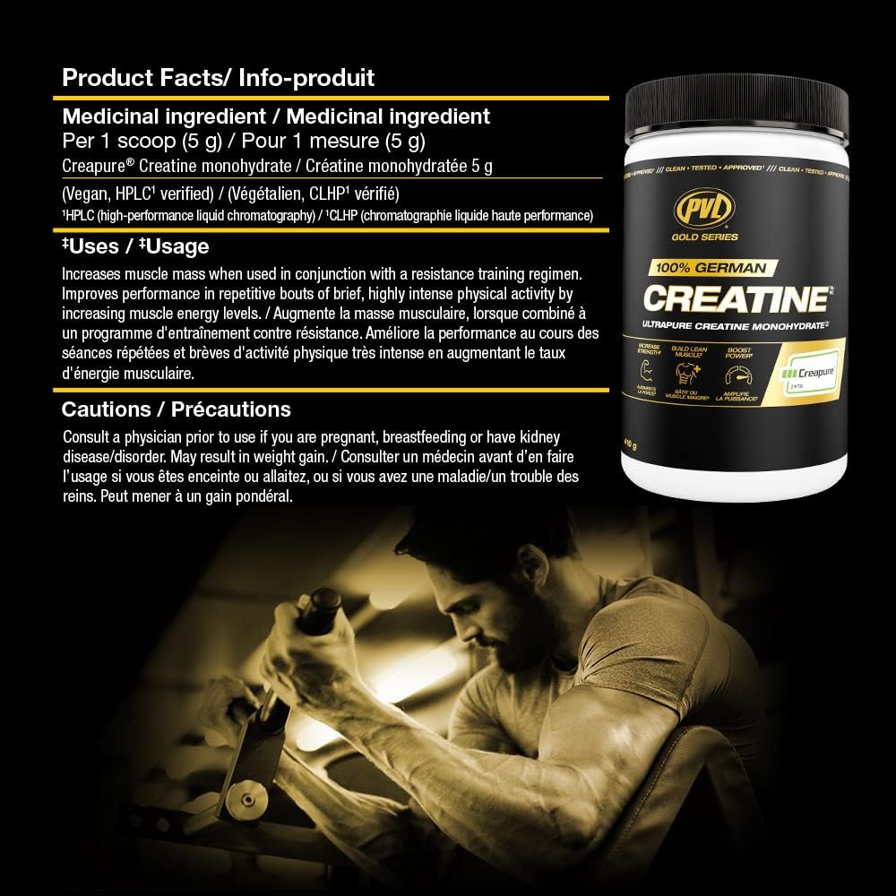 PVL Creapure Creatine - 100% Pure German Creatine Monohydrate Powder - 82 Servings - 410 G
