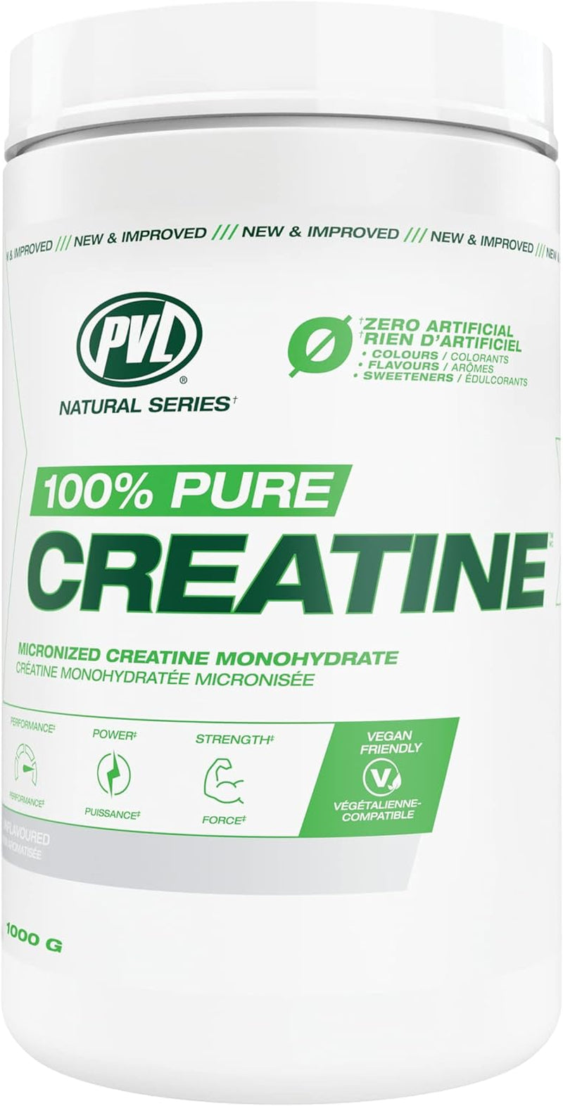 PVL 100% Pure Creatine - Creatine Monohydrate Micronized Powder - Creatine Powder Supplement for Enhanced High-Intensity Performance (455 G)