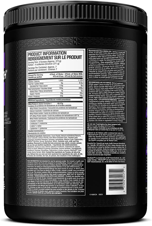 Muscletech Mass Gainer, Muscletech 100% Mass Gainer Protein Powder, Protein Powder for Muscle Gain, Whey Protein + Muscle Builder, Weight Gainer Protein Powder, Creatine Supplements, Chocolate Fudge Brownie, 4 Pounds