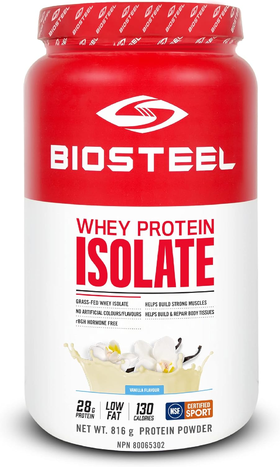 Biosteel Sports Chocolate Whey Protein Isolate Powder, Grass-Fed and Non-Gmo Post Workout Formula, 24 Servings