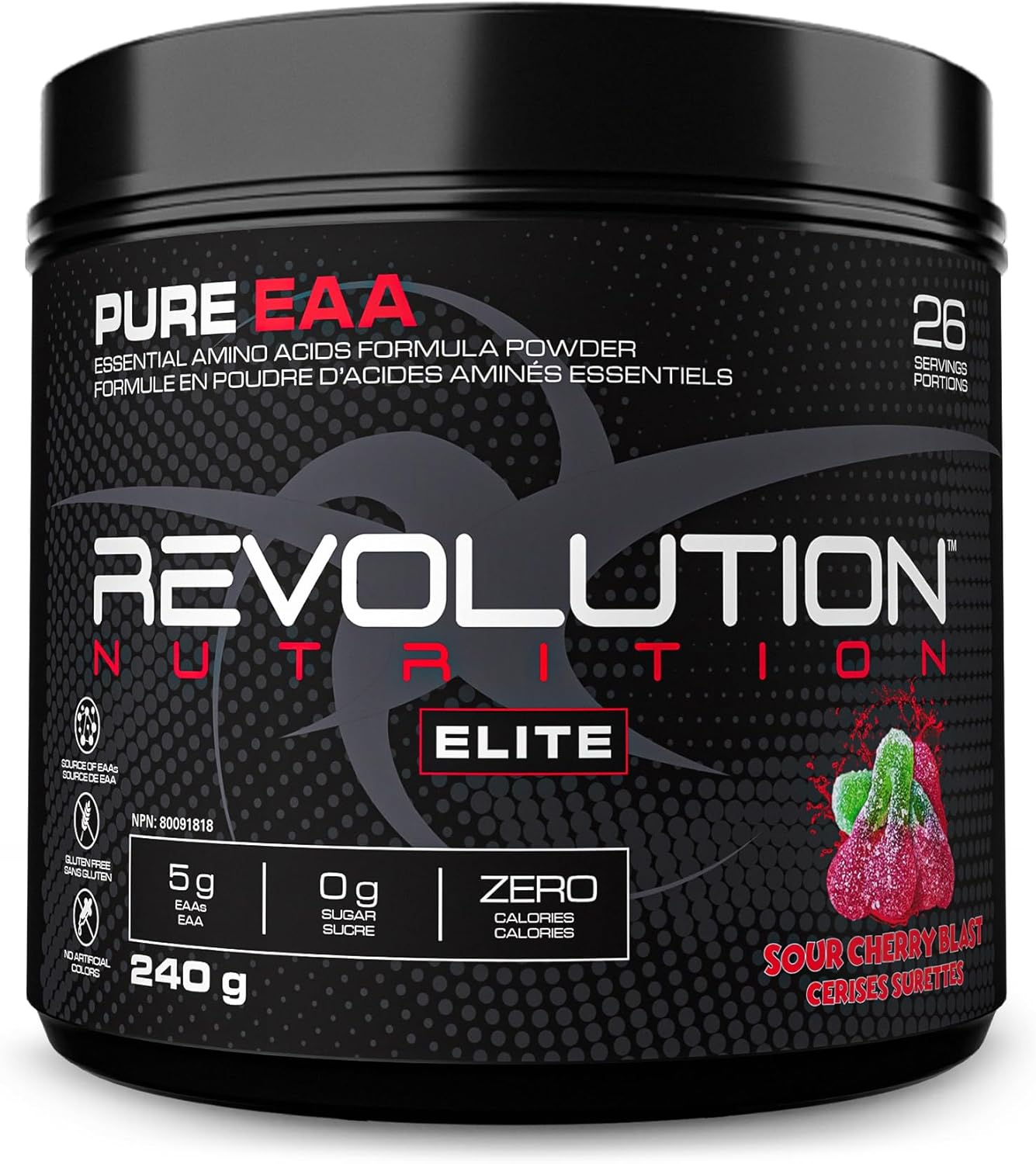 Revolution Nutrition, Pure EAA Powder, Essential Amino Acid, Post Workout, Zero Calorie, Zero Sugar, Gluten Free, Enhanced with Electrolytes, 5G Eaas, 240 G, 26 Servings (Grape Slice, 0.53 Pound)