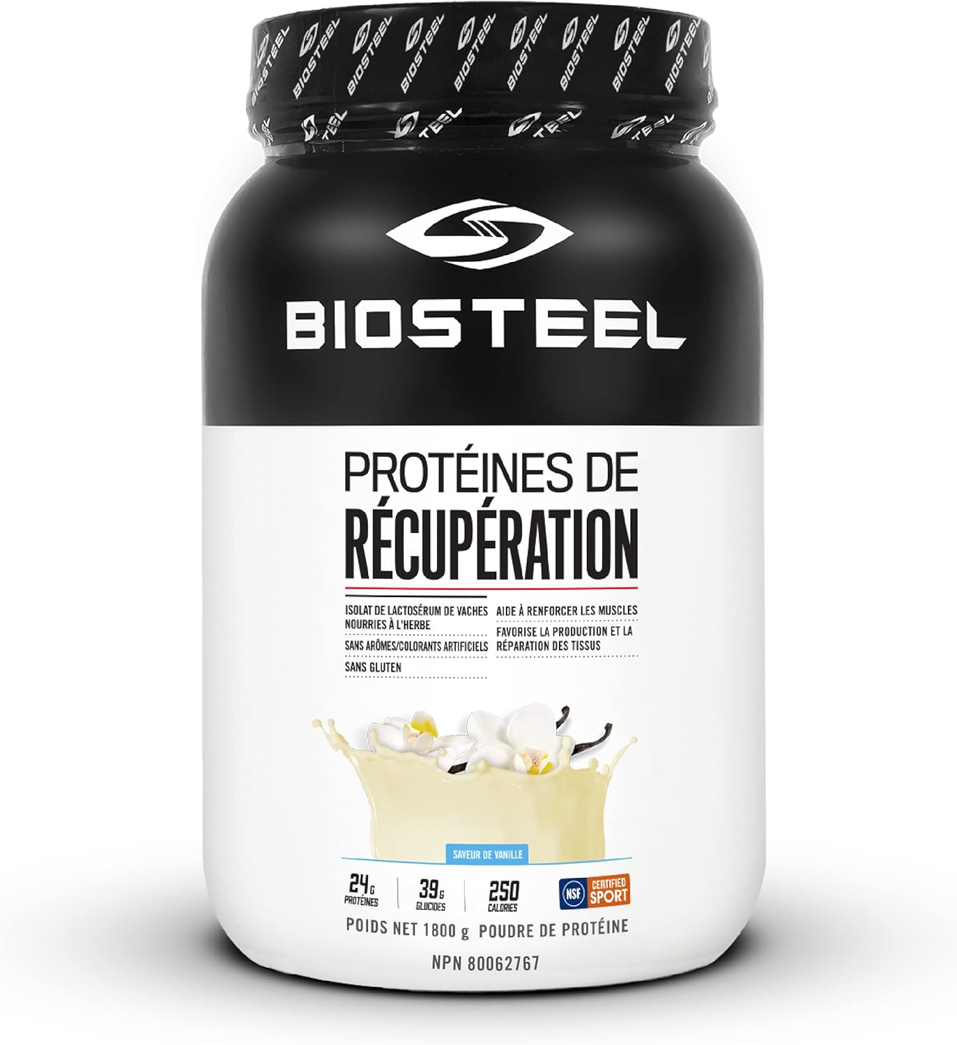 Biosteel Sports Recovery Protein Powder, Grass-Fed and Non-Gmo Formula, Vanilla, 27 Servings, 1.8 Kg
