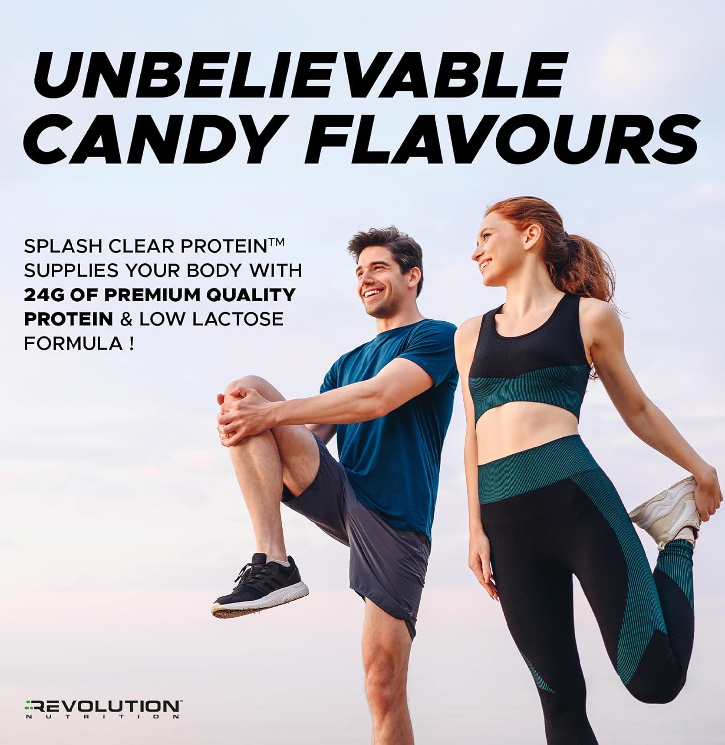 Revolution Nutrition, Splash Clear Protein, Clear Whey Protein Powder, Juice-Type, Collagen, 24G of Protein per Scoop, Zero Sugar, Zero Carb, 667G, 23 Servings (Candy Peach, 1.47 Pound)