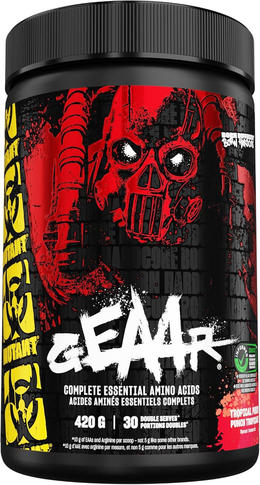 MUTANT GEAAR - Complete Essential Amino Acids | 10G Eaas + Arginine | Vegan | Electrolytes | No Synthetic Colors or Flavours | Muscle Recovery & Hydration | 420G | 30 Serves | Tropical Punch