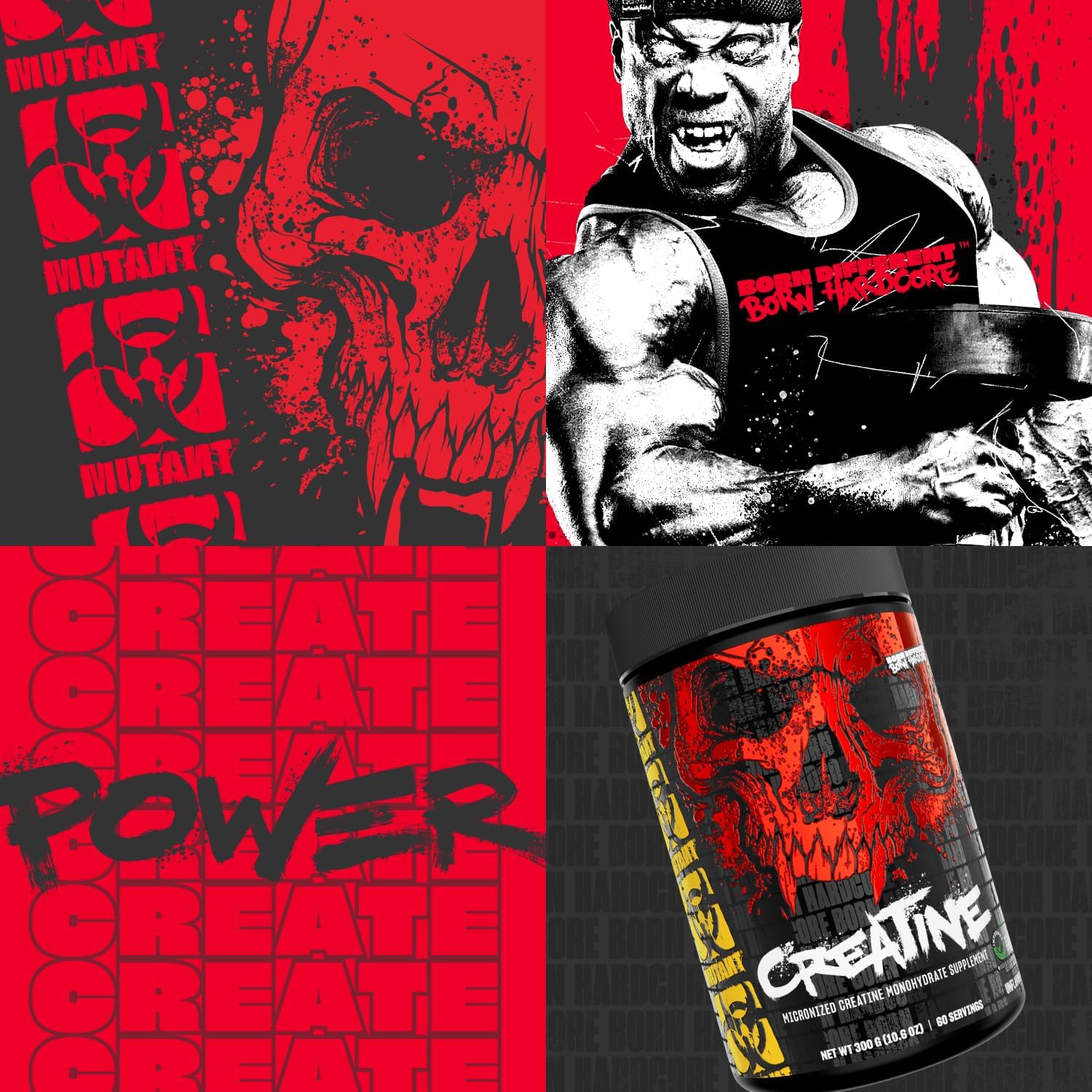 Mutant Creatine - Creatine Monohydrate Micronized Powder - Creatine Powder Supplement for Enhanced High-Intensity Performance - 60 Servings- 300 G - Unflavoured