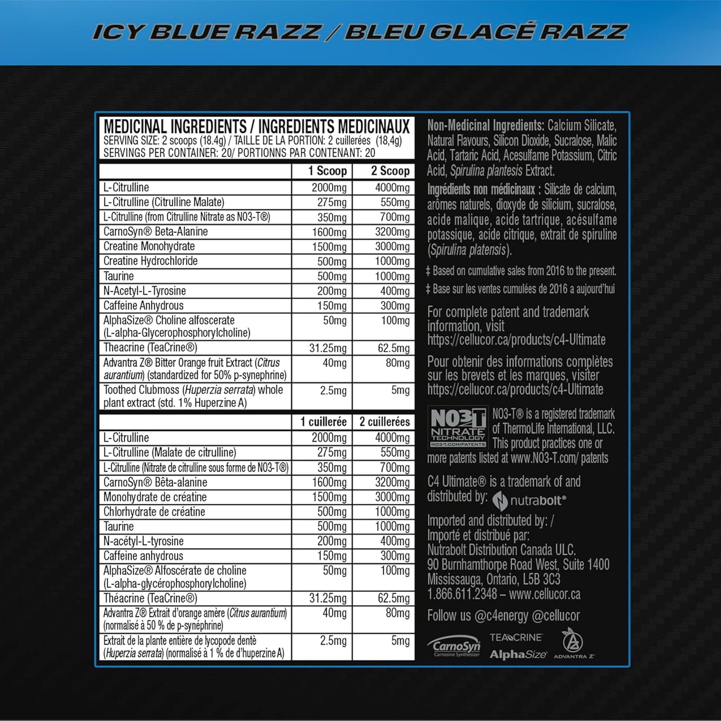C4 Ultimate Pre-Workout Powder, Natural Preworkout Supplement Drink for Workout Energy - Icy Blue Razz