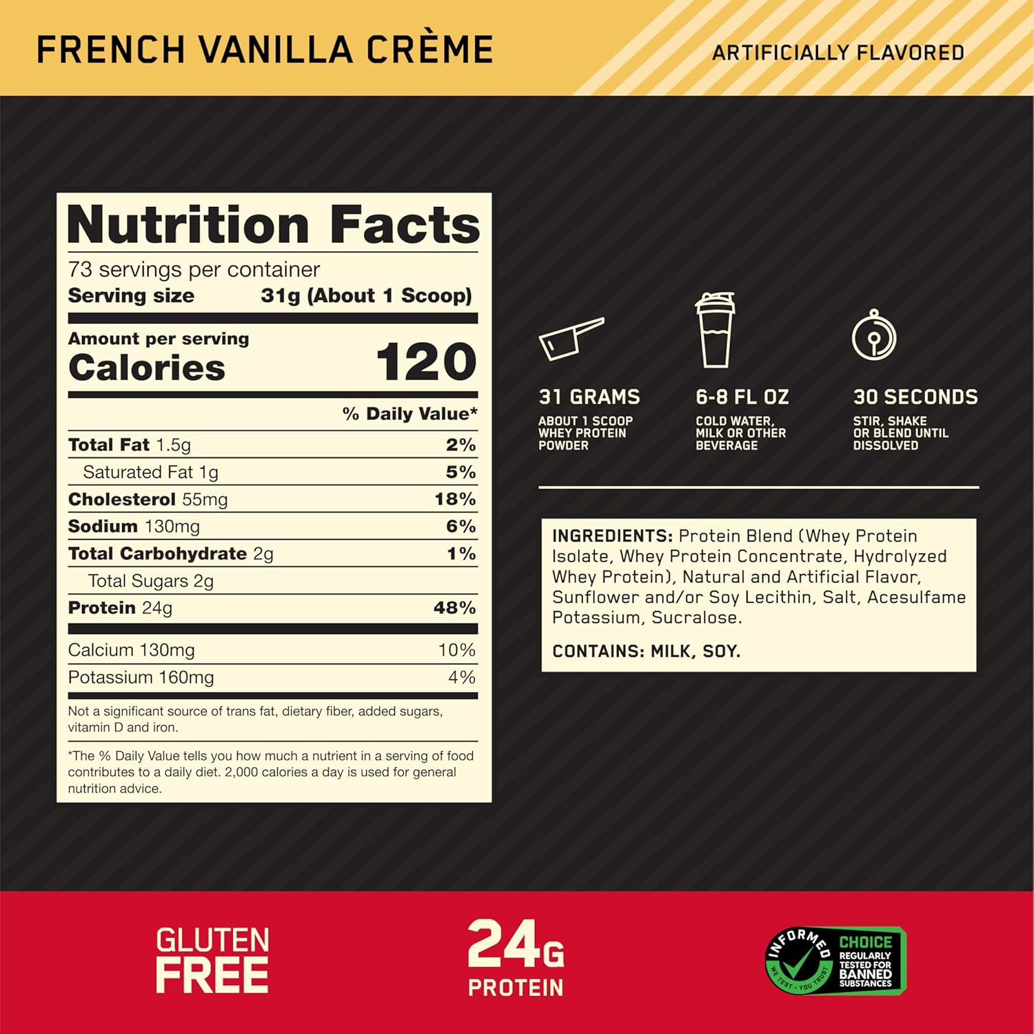 Optimum Nutrition Gold Standard 100% Whey Protein Powder (Packaging May Vary)