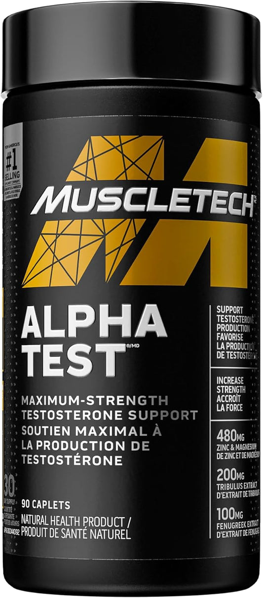 Muscletech Testosterone Booster for Men, Muscletech Alphatest, Tribulus Terrestris for Men, Max-Strength ATP & Test Booster for Men, Boost Free Testosterone and Enhance ATP Levels, 90 Capsules -Package Varies